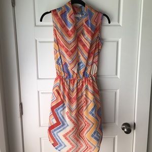 Blue and Pink Print Dress